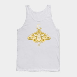 Witchy Cute Celestial Moth - Gold and Cream Tank Top